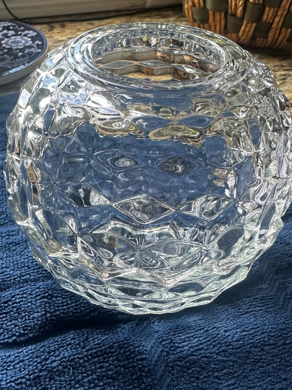 Homco Clear Textured Globe Glass Vase